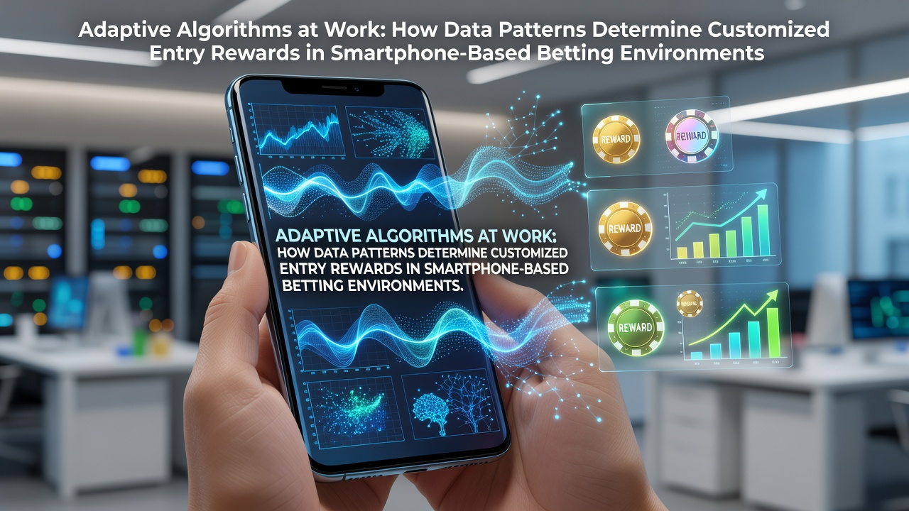 Smartphone screen displaying customized betting rewards interface with data pattern visualizations