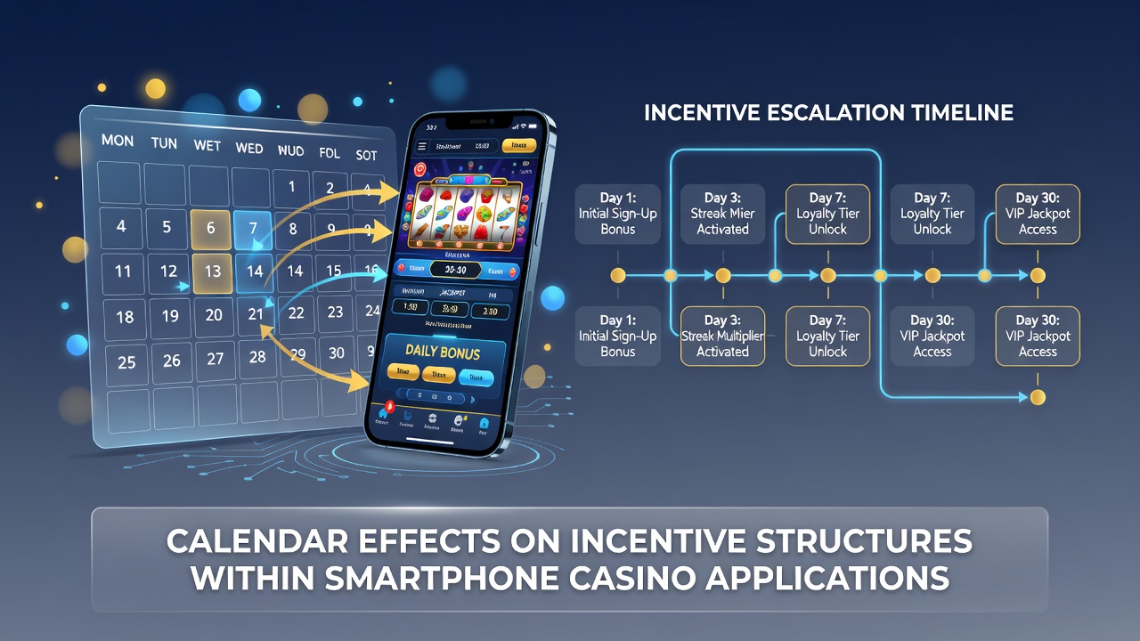 Calendar overlay on mobile casino screen showing holiday bonus calendar