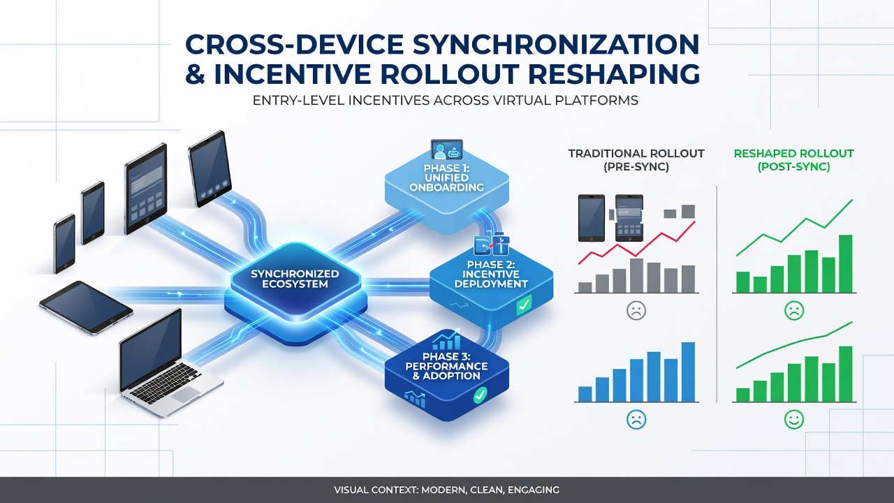 Analytics dashboard displaying synchronized incentive delivery metrics across virtual gaming network devices in August 2026