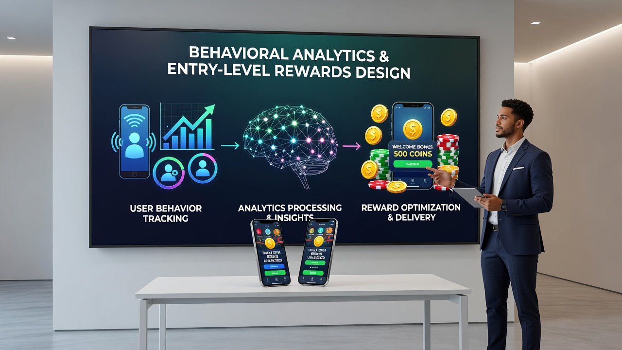 Analytics dashboard showing player behavior metrics used to refine mobile casino bonus designs