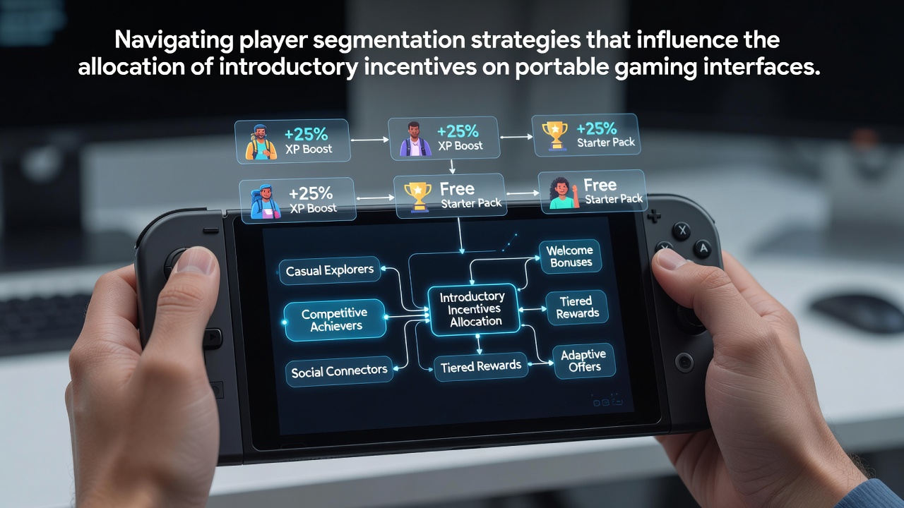 Mobile gaming interface displaying segmented player categories and introductory incentive options on portable devices
