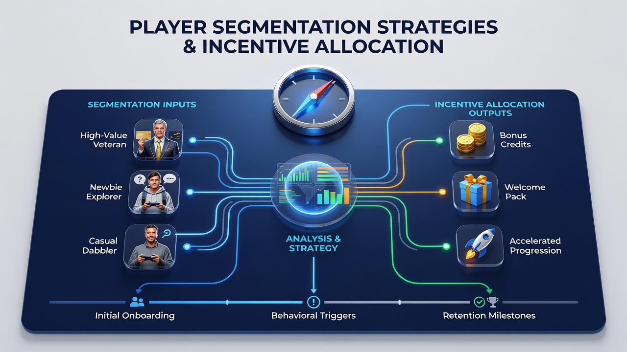 Analytics dashboard showing player segments and corresponding introductory incentive allocations on a portable gaming platform