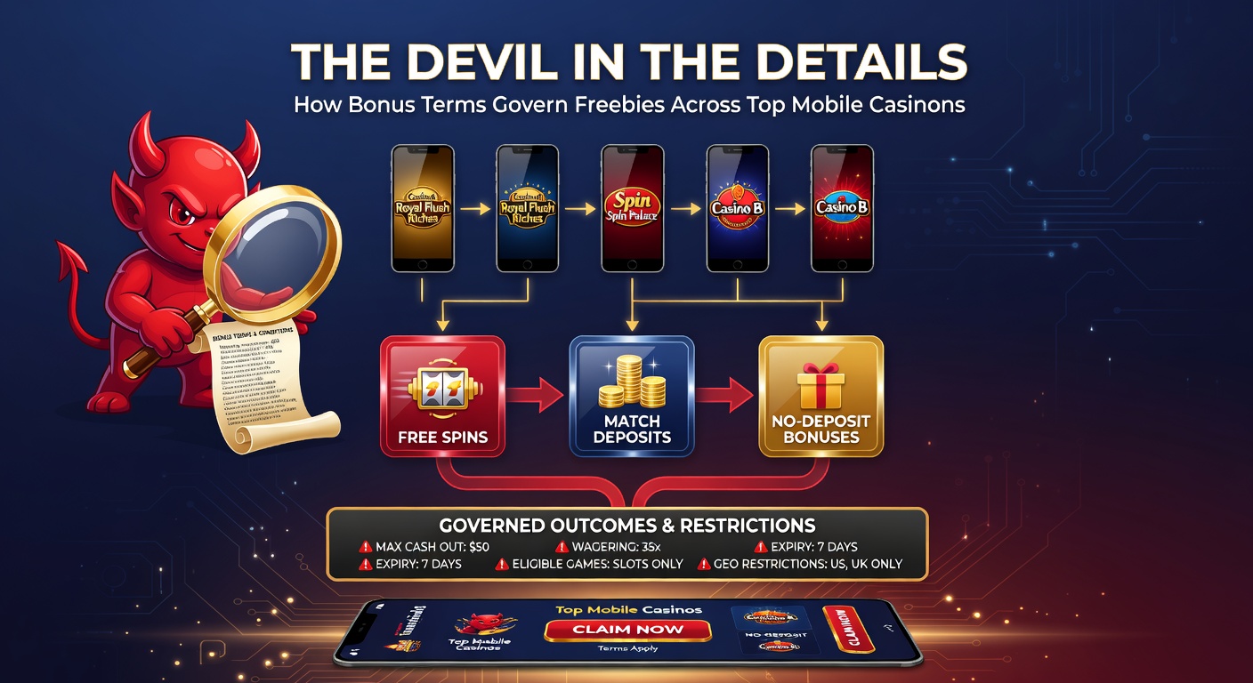 Infographic breaking down bonus terms: wagering icons, game pies charts, and expiry timers on a smartphone interface